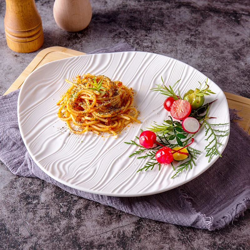 Nordic Ceramic Plate Creative White Home Salad Flow Pattern Steak Dish Tableware
Nordic Ceramic Plate Creative White Home Salad Flow Pattern Steak Dish Tableware