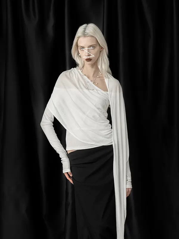 Elegant Lightweight Shoulder Bared Long Sleeve Wrap Neck Scarf Slimming Base Shirt Casual Style Pure Color Polyester Fiber
Elegant Lightweight Shoulder Bared Long Sleeve Wrap Neck Scarf Slimming Base Shirt Casual Style Pure Color Polyester Fiber