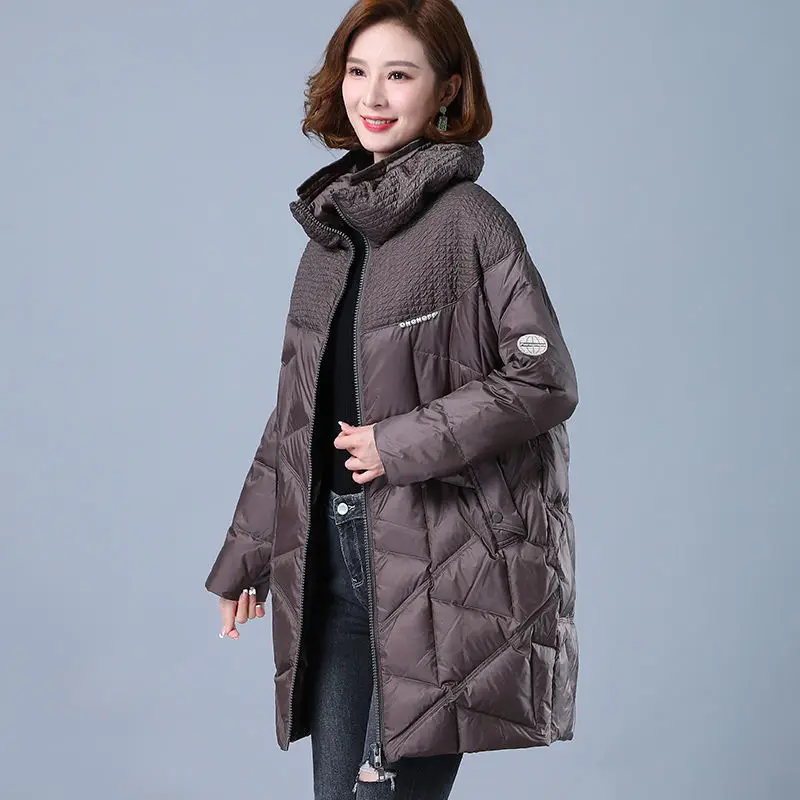 High-end Winter down Jacket Women's Fashion Loose White duck down Coat Black Windproof Warm Long Parka Hooded Outwear Female
High-end Winter down Jacket Women's Fashion Loose White duck down Coat Black Windproof Warm Long Parka Hooded Outwear Female