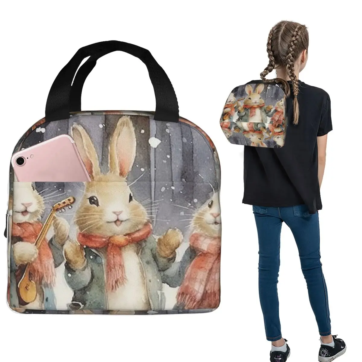 Adorable Rabbit Cute Bunnies Vintage Insulated Lunch Bag for Women Children Portable Food Boxes Thermal Lunch Box Tote
Adorable Rabbit Cute Bunnies Vintage Insulated Lunch Bag for Women Children Portable Food Boxes Thermal Lunch Box Tote