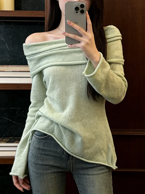 Green Long Sleeve Knitted Sweater Women's Spring New Style Age-Defying One-Shoulder Loose Fit Comfortable Breathable Top
Green Long Sleeve Knitted Sweater Women's Spring New Style Age-Defying One-Shoulder Loose Fit Comfortable Breathable Top