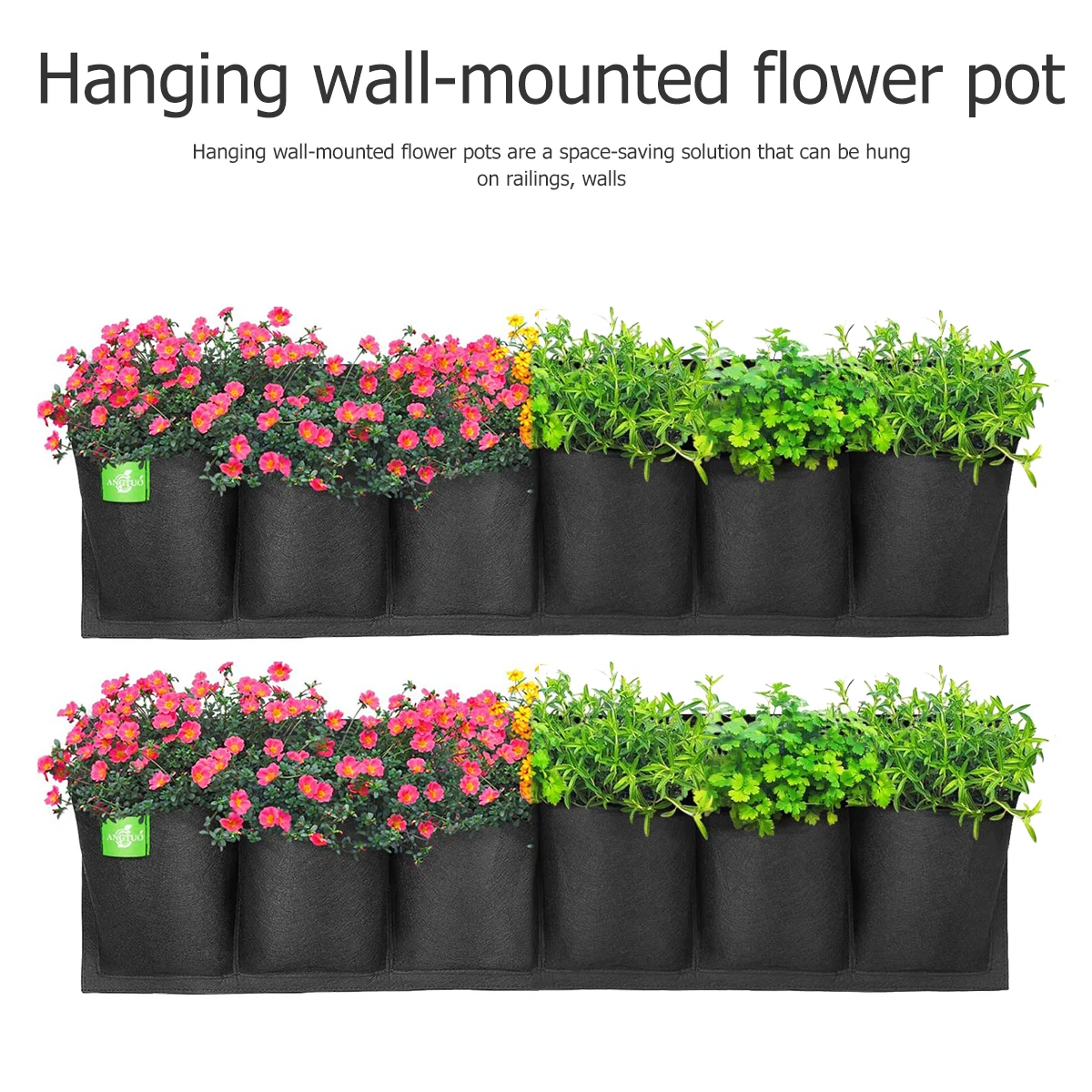 6 Pockets Wall Hanging Plant Bags Black Grow Pouches Mounted Pocket Planter Reusable Felt Space Saving Vertical Garden
6 Pockets Wall Hanging Plant Bags Black Grow Pouches Mounted Pocket Planter Reusable Felt Space Saving Vertical Garden