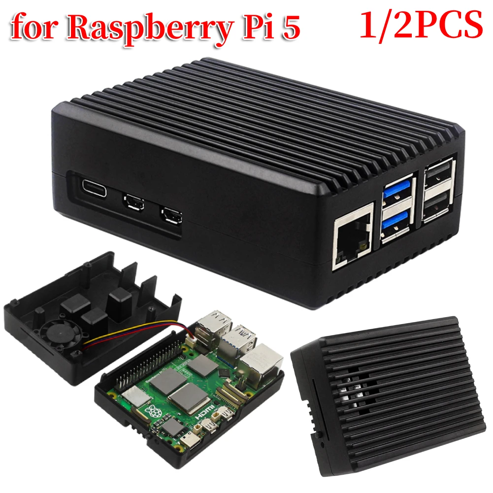 Metal Case with Pi 5 Active Cooler Aluminum Alloy Case Case Heatsink Cooler Metal Shell Cooling Enclosure Fit for Raspberry Pi 5
Metal Case with Pi 5 Active Cooler Aluminum Alloy Case Case Heatsink Cooler Metal Shell Cooling Enclosure Fit for Raspberry Pi 5