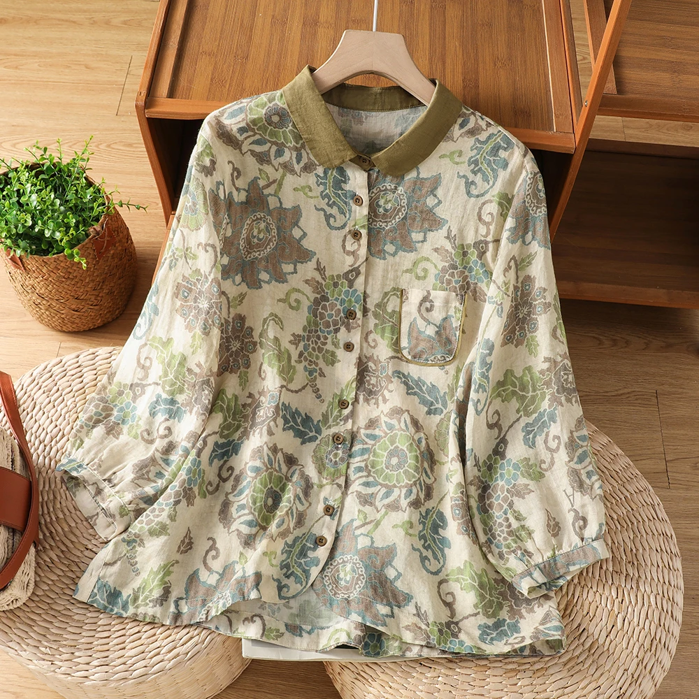 Fashionable Printed Short Sleeve Shirt Women's Artistic Vintage Loose Casual Versatile Slimming Open Cardigan Top
Fashionable Printed Short Sleeve Shirt Women's Artistic Vintage Loose Casual Versatile Slimming Open Cardigan Top