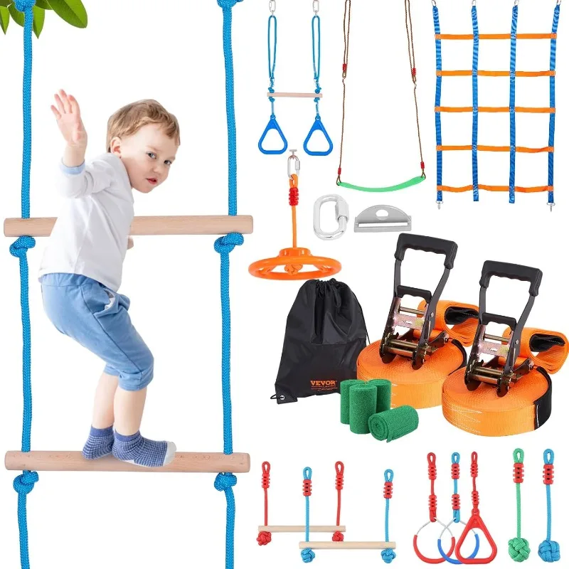 VEVOR Ninja Warrior Obstacle Course for Kids, 2 x 50 ft Weatherproof Slacklines, 500lbs Weight Capacity Monkey Line
VEVOR Ninja Warrior Obstacle Course for Kids, 2 x 50 ft Weatherproof Slacklines, 500lbs Weight Capacity Monkey Line