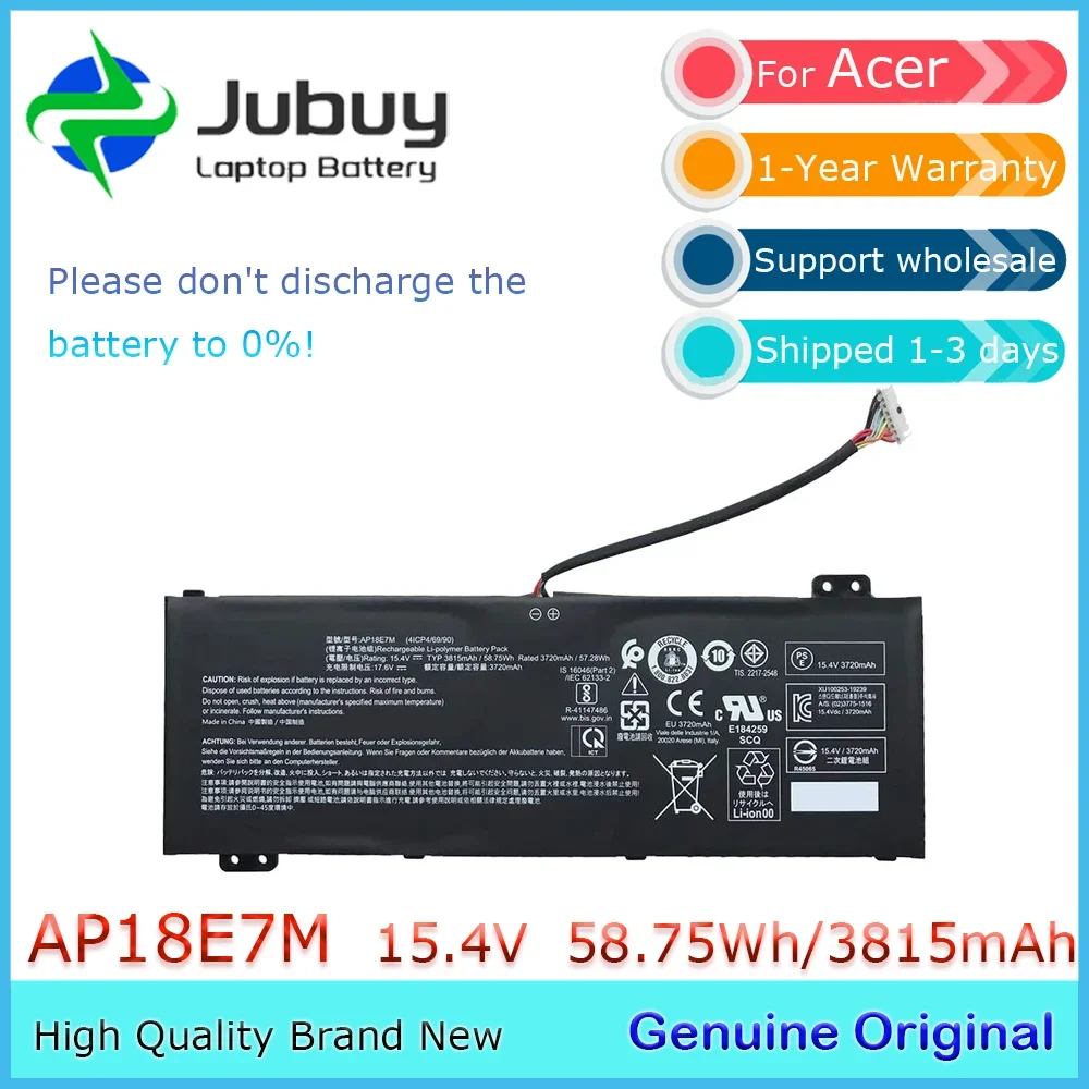AP18E7M 15,4 В 58,75 Втч оригинальный аккумулятор для ноутбука Acer Aspire 7 A715-74G-52B0 Nitro 5 7 AN515-54 и т. д.
AP18E7M 15,4 В 58,75 Втч оригинальный аккумулятор для ноутбука Acer Aspire 7 A715-74G-52B0 Nitro 5 7 AN515-54 и т. д.
