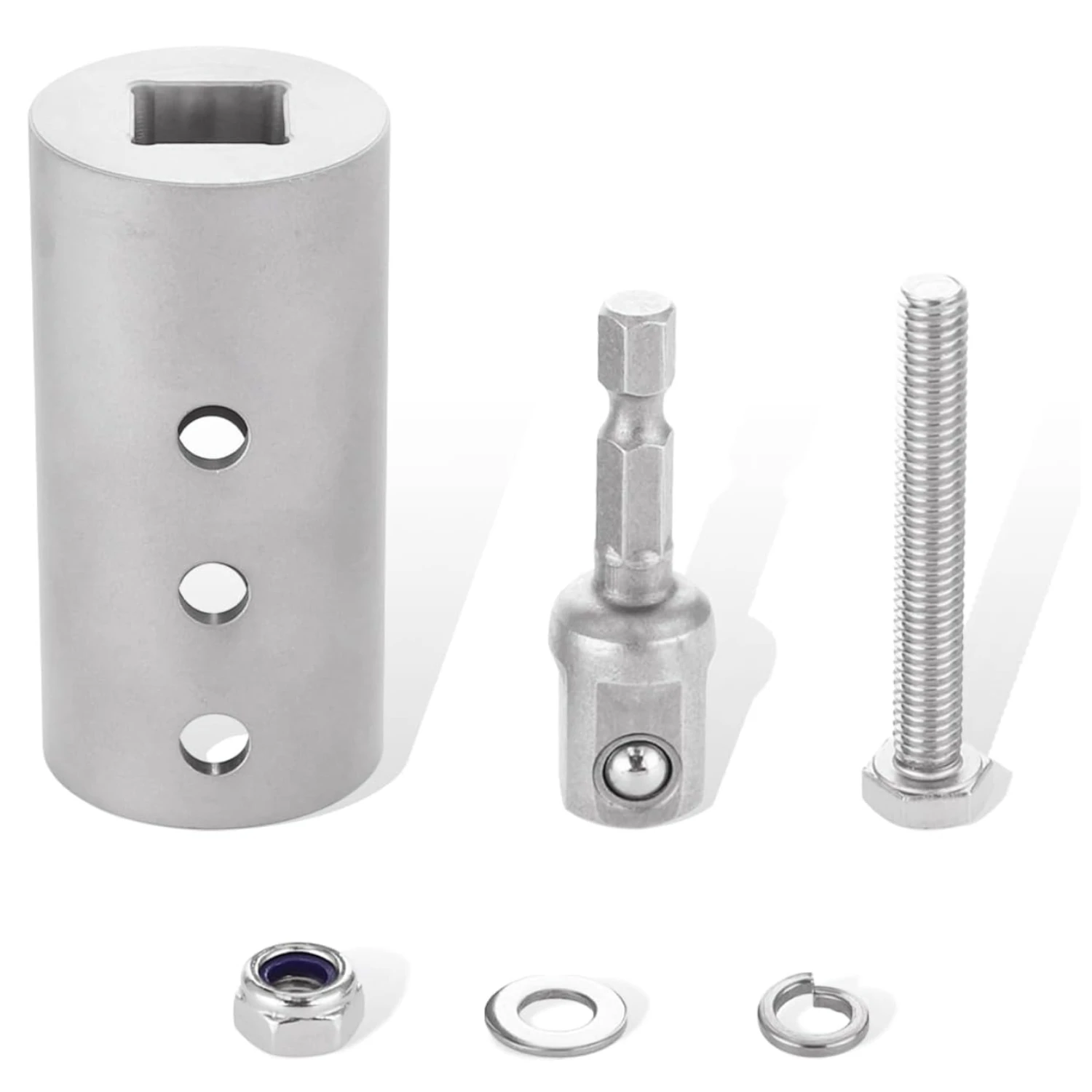 Stainless Steel Trailer Jack Electric Drill Adapter Compatible with 1 Inch Jack Drive Shaft with 1/2 Inch Socket Adapter Bit
Stainless Steel Trailer Jack Electric Drill Adapter Compatible with 1 Inch Jack Drive Shaft with 1/2 Inch Socket Adapter Bit