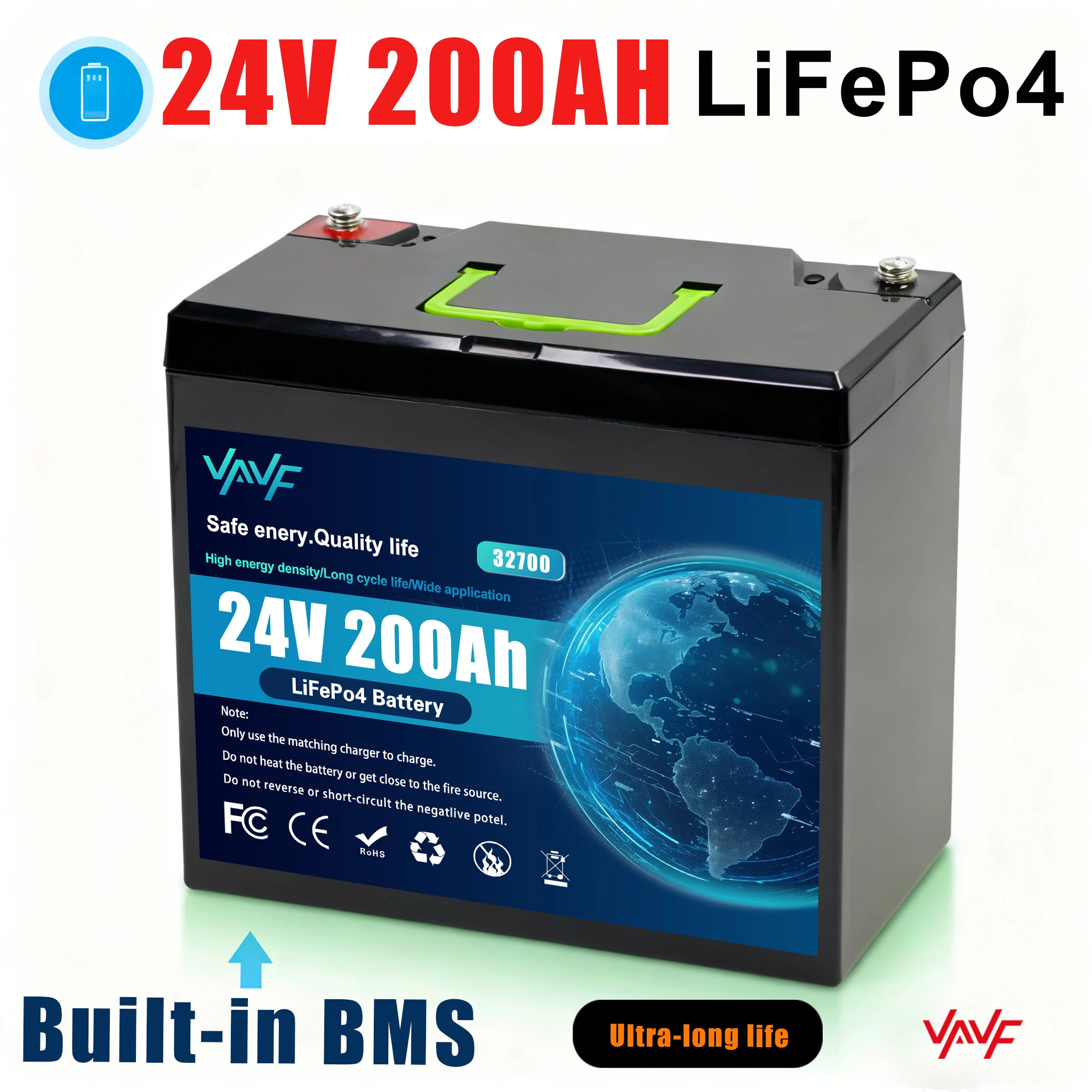 LiFePO4 Battery Solar Battery 24V 200AH with Smart BMS for Solar Energy StorageRecreational Vehicles,and Marine Use
LiFePO4 Battery Solar Battery 24V 200AH with Smart BMS for Solar Energy StorageRecreational Vehicles,and Marine Use