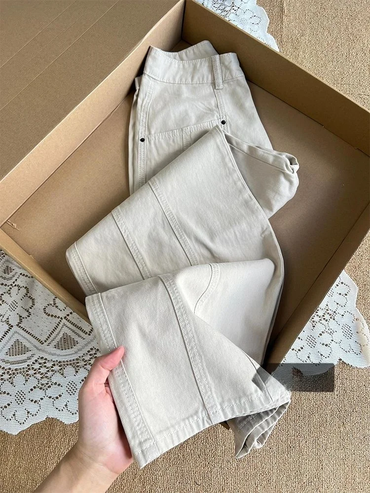 High Waist Wide Leg Casual Pants Women's Vintage Style Workwear Denim Skinnable Drapey Straight Cut Trousers Autumn Winter
High Waist Wide Leg Casual Pants Women's Vintage Style Workwear Denim Skinnable Drapey Straight Cut Trousers Autumn Winter