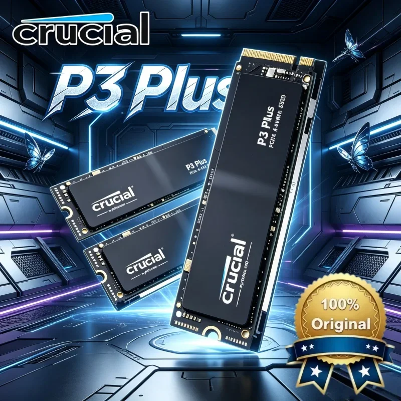 Crucial P3 Plus M.2 2280 NVMe PCIe4 SSD 1TB 2TB 3D NAND High Speed Internal Solid State Drive For Gaming PC Laptop Notebook