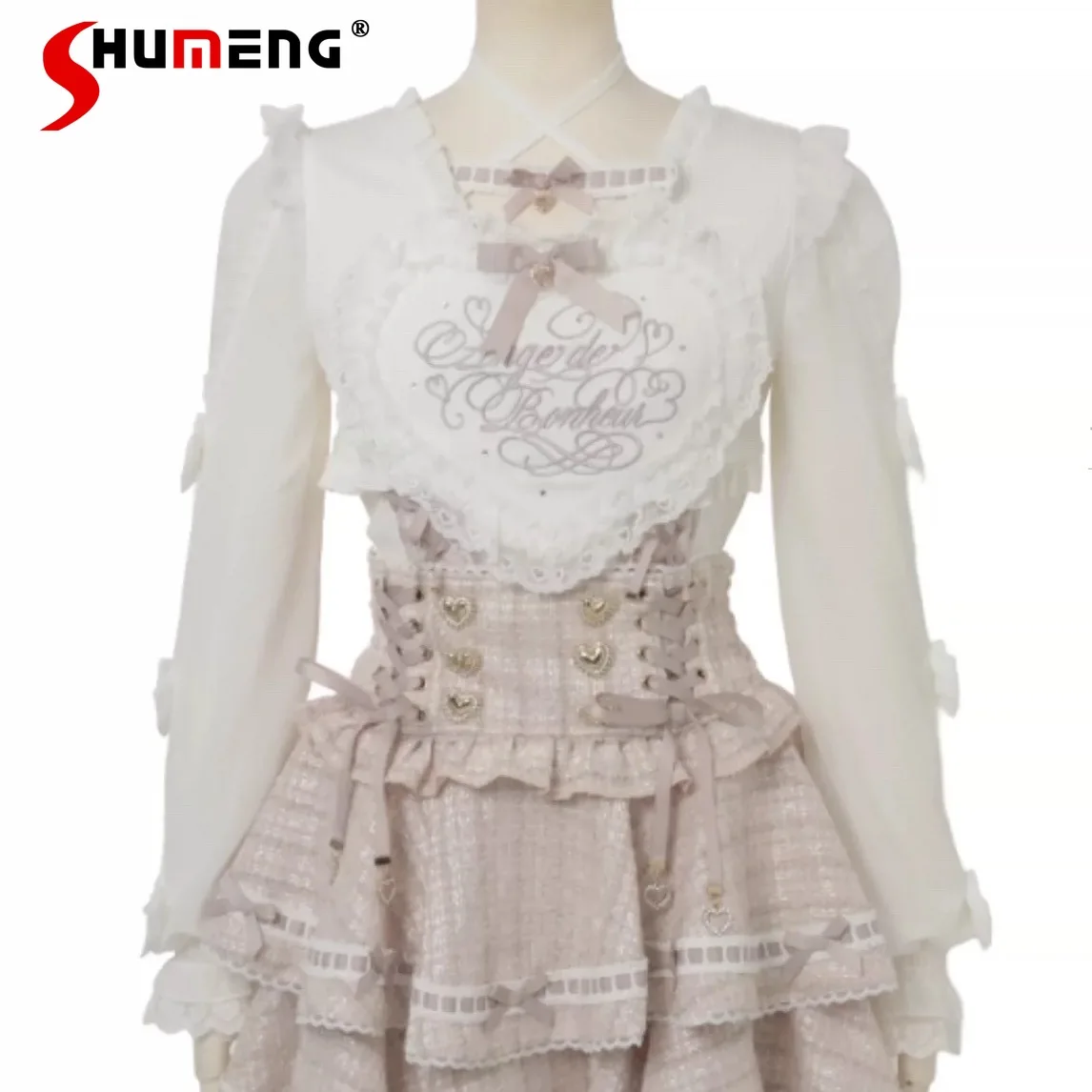 2025 New Arrival Japanese Style Elegant Sweet Lolita LIZ Shirts Ruffled Heart Lace-up Bow Versatile Chiffon Blouse Women Autumn
2025 New Arrival Japanese Style Elegant Sweet Lolita LIZ Shirts Ruffled Heart Lace-up Bow Versatile Chiffon Blouse Women Autumn