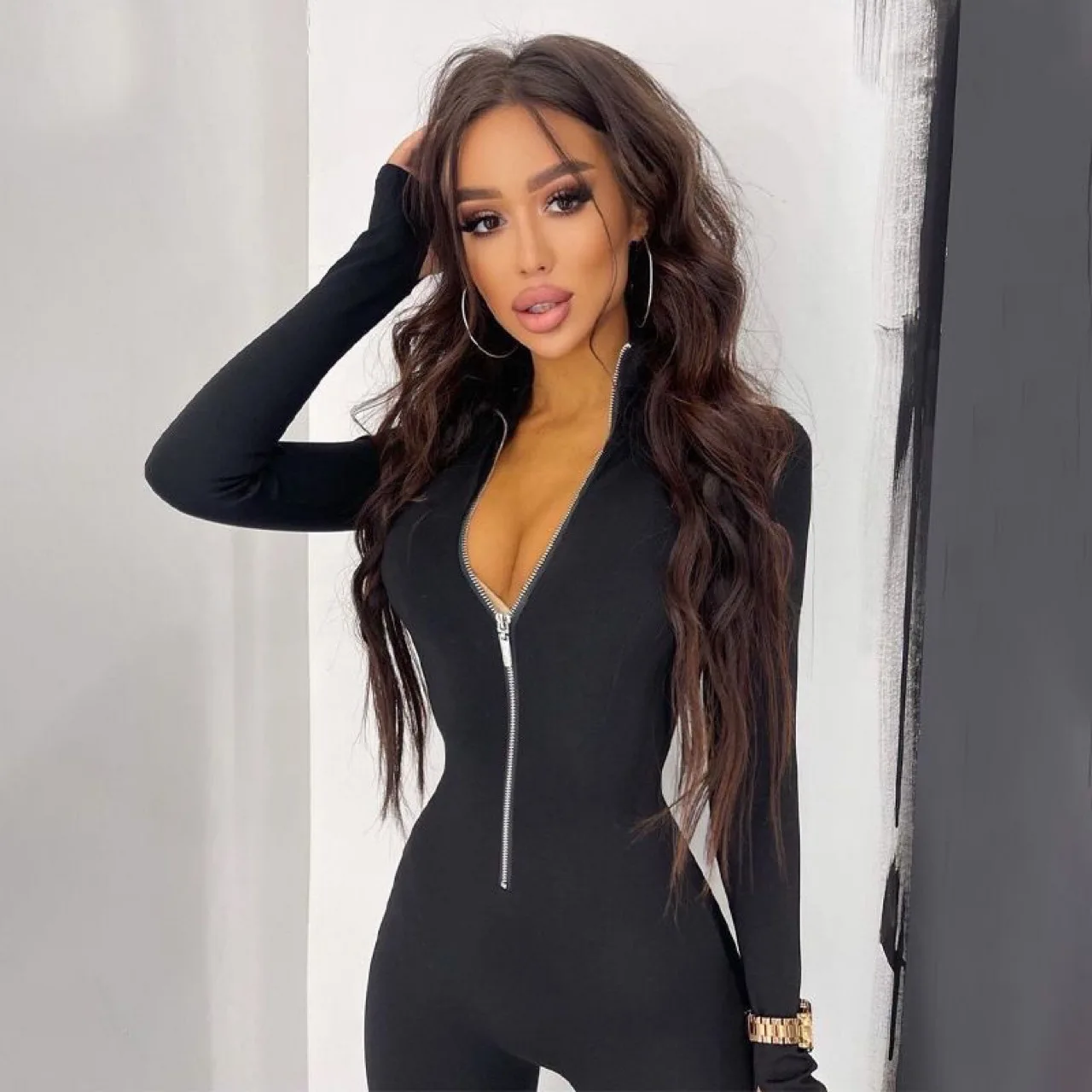 Long Sve Metal Zipper Suit Sexy Autumn Winter Women's Clothing Cross-Border Faion Thin Silk Fabric mid Waist
Long Sve Metal Zipper Suit Sexy Autumn Winter Women's Clothing Cross-Border Faion Thin Silk Fabric mid Waist