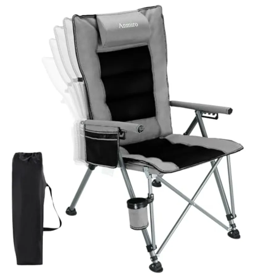 Outdoor folding camping chair with cup holder and storage bag, heavy-duty steel frame, black, supports 400 lbs, oversized colla
Outdoor folding camping chair with cup holder and storage bag, heavy-duty steel frame, black, supports 400 lbs, oversized colla