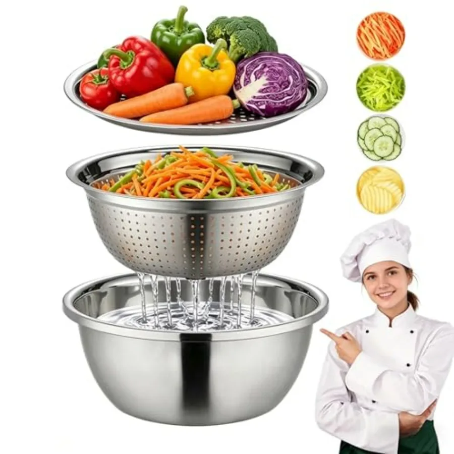 Germany Multifunctional Stainless Steel Basin - 2026 New 3-in-1 Grater Strainer and Drain Basket Set with Vegetable Slicer, 10.
Germany Multifunctional Stainless Steel Basin - 2026 New 3-in-1 Grater Strainer and Drain Basket Set with Vegetable Slicer, 10.