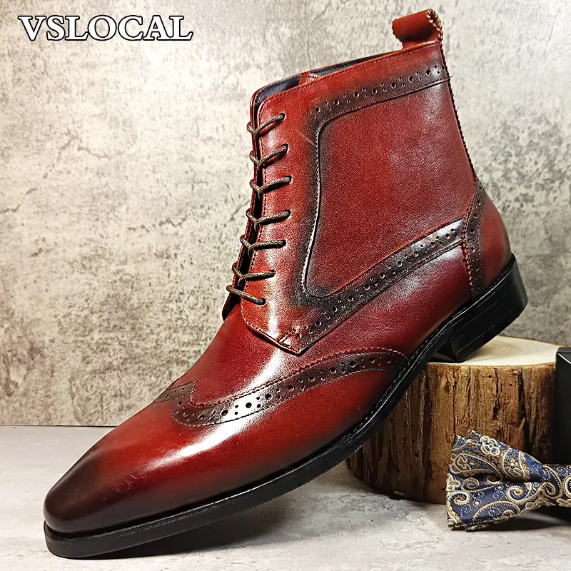 Luxury Brand Men Ankle Boots Red Black Genuine Leather Casual Mens Dress Boots Shoes Lace up Wedding Party Boots For Men
Luxury Brand Men Ankle Boots Red Black Genuine Leather Casual Mens Dress Boots Shoes Lace up Wedding Party Boots For Men