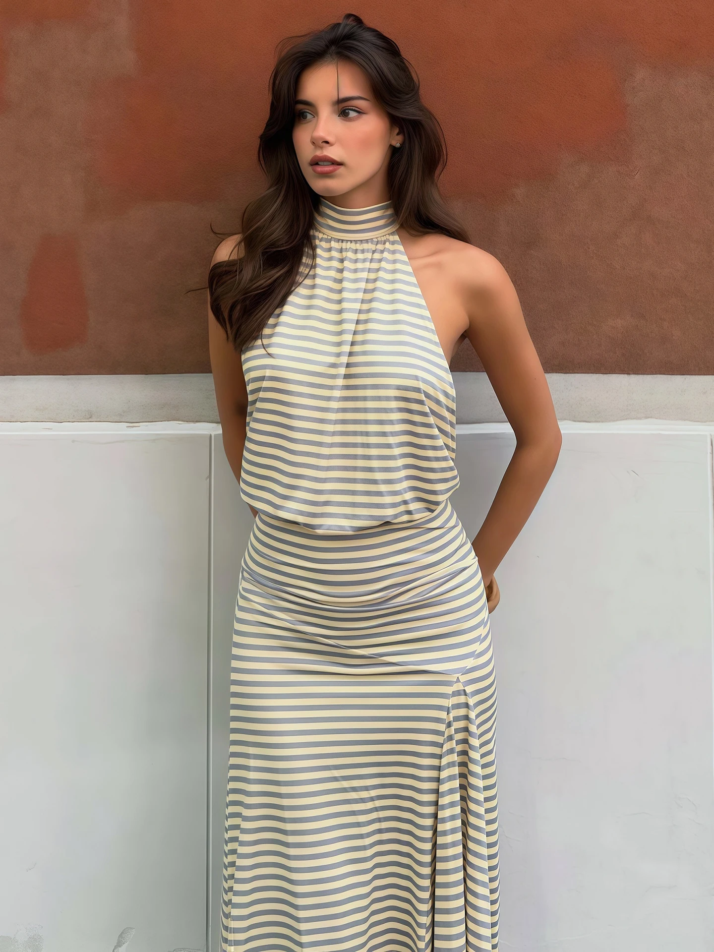 Whatiwear Party Striped Print 2-Piece Set Women Turtleneck Backless Vest+Elastic Waist Asymmetrical Hem Skirt Fashion Daily Suit
Whatiwear Party Striped Print 2-Piece Set Women Turtleneck Backless Vest+Elastic Waist Asymmetrical Hem Skirt Fashion Daily Suit