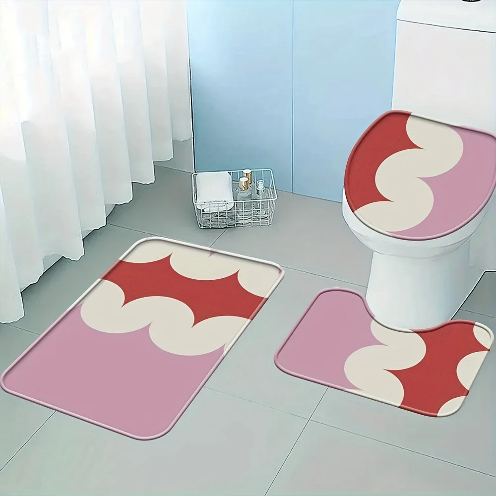 3Pcs Pink Red Cream Ric Rac Flannel Bath Mat Non Slip Absorbent Toilet Rug for Bathroom Shower Entryway Washable Modern Decor
3Pcs Pink Red Cream Ric Rac Flannel Bath Mat Non Slip Absorbent Toilet Rug for Bathroom Shower Entryway Washable Modern Decor
