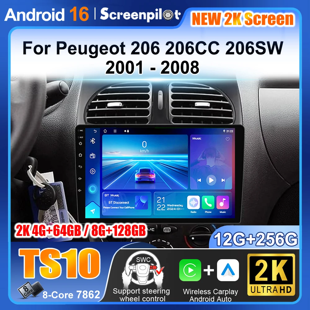 Car Radio For Peugeot 206 206CC 206SW 2001 2002 2003 2004 2005 2006 2007 2008 Android 16 Auto car intelligent systems No 2 din
Car Radio For Peugeot 206 206CC 206SW 2001 2002 2003 2004 2005 2006 2007 2008 Android 16 Auto car intelligent systems No 2 din