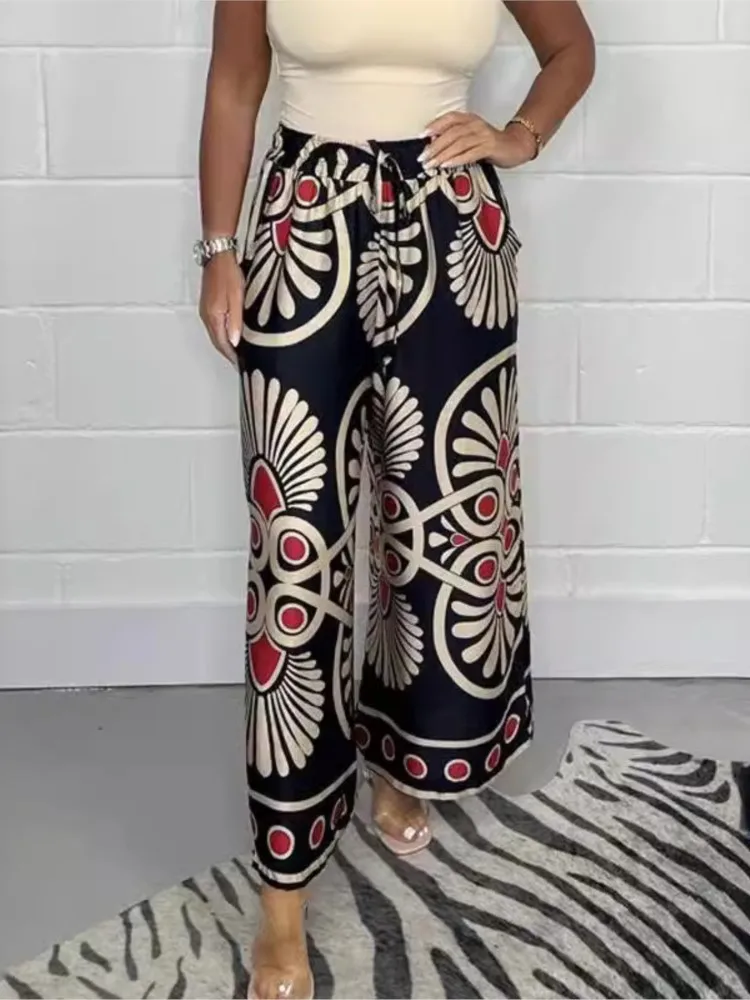 Casual Boho Print Pants Lady Fashion Loose Wide Leg Long Pants For Women Office Holiday Beach Pants Womens Clothing Summer New
Casual Boho Print Pants Lady Fashion Loose Wide Leg Long Pants For Women Office Holiday Beach Pants Womens Clothing Summer New