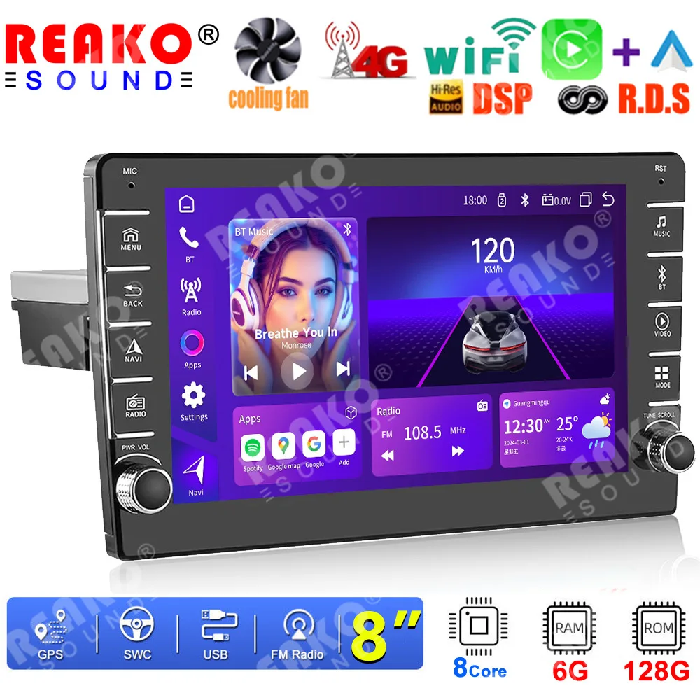 REAKOSOUND CarPlay 8-дюймовый автомобильный радиоприемник с двойной ручкой, беспроводной Android Auto GPS, мультимедийный видеоплеер, 1 Din, головное устройство Android, стерео
REAKOSOUND CarPlay 8-дюймовый автомобильный радиоприемник с двойной ручкой, беспроводной Android Auto GPS, мультимедийный видеоплеер, 1 Din, головное устройство Android, стерео