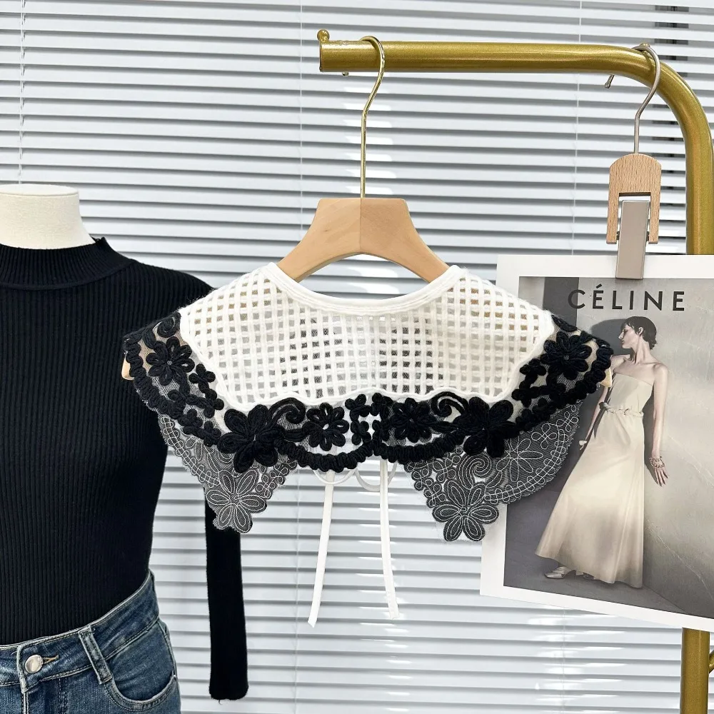 New Collar Insignia Woolen Collar Fake Collar Lace Up Shawl Black White Matching Collar Dress Blouse Decor
New Collar Insignia Woolen Collar Fake Collar Lace Up Shawl Black White Matching Collar Dress Blouse Decor