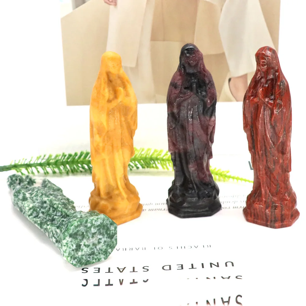 100mm European Virgin Mary Prayer Figurine Natural Stone Carved Madonna Statue Healing Crystal Gem Catholic Decor Christmas Gift
100mm European Virgin Mary Prayer Figurine Natural Stone Carved Madonna Statue Healing Crystal Gem Catholic Decor Christmas Gift