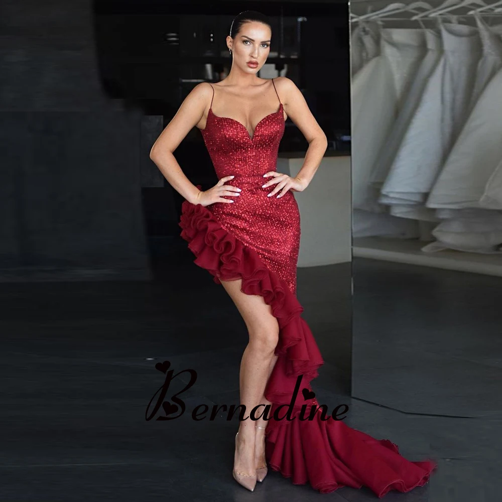 Bernadine Celebrity Dresses Fashionable Asymmetrical Evening Party For Women Spaghetti Straps Sequin Ruffles Vestidos De Novia
Bernadine Celebrity Dresses Fashionable Asymmetrical Evening Party For Women Spaghetti Straps Sequin Ruffles Vestidos De Novia
