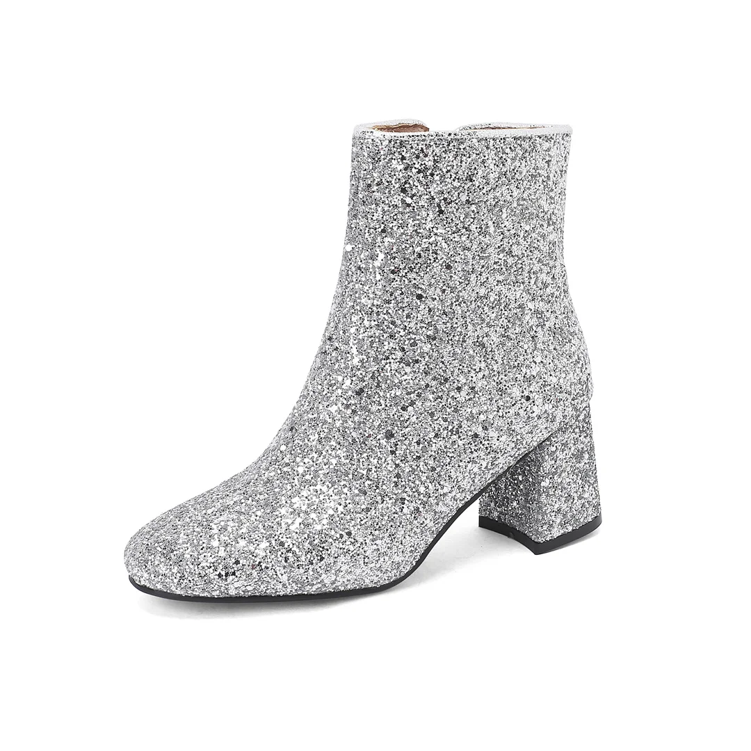 Joojaky Womens Mid Block Heel Glitter Ankle Boots Ladies Zipper Party Prom Booties
Joojaky Womens Mid Block Heel Glitter Ankle Boots Ladies Zipper Party Prom Booties