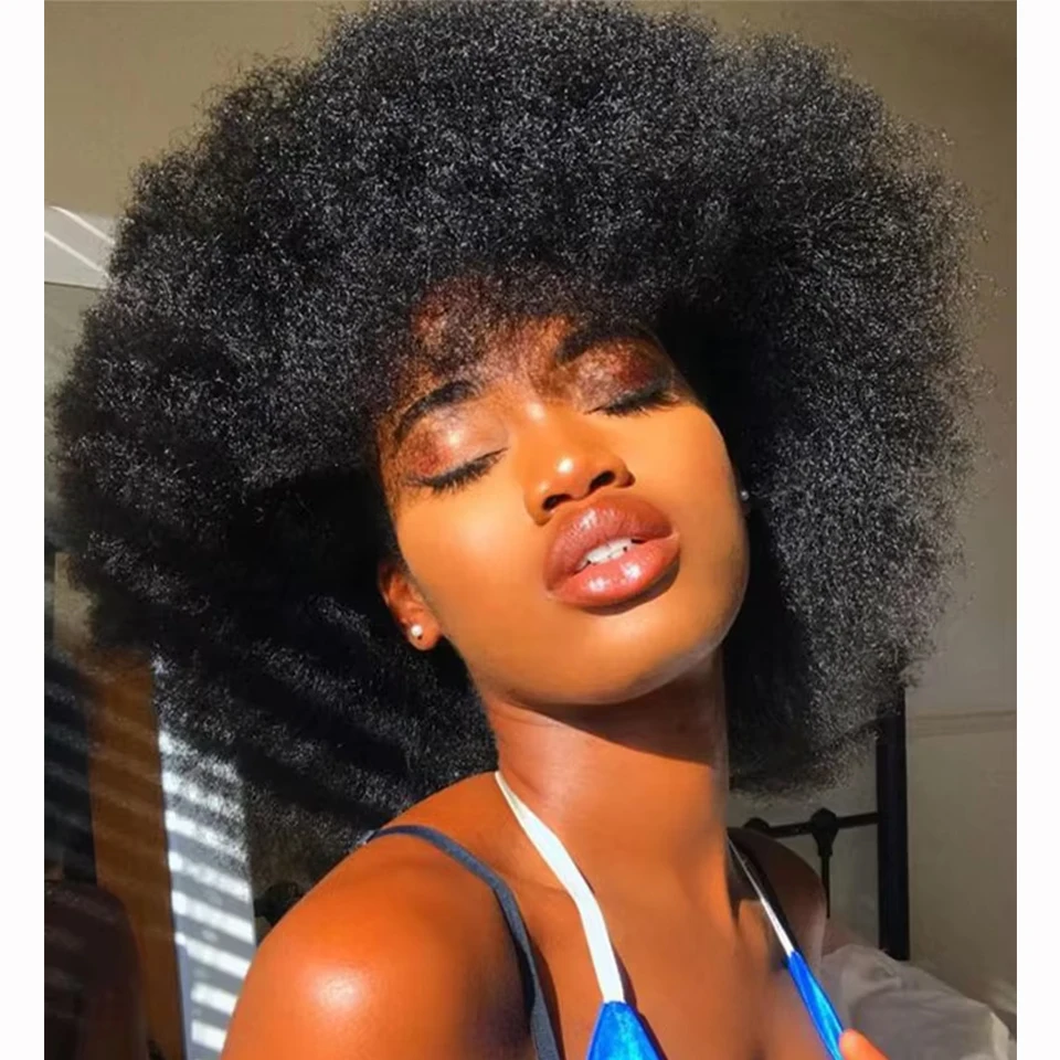 14 Inch Afro Kinky Curly Human Hair Wig with Bangs Short Bob Afro Full Machine Made Wigs 200g Brazilian Hair for Women
14 Inch Afro Kinky Curly Human Hair Wig with Bangs Short Bob Afro Full Machine Made Wigs 200g Brazilian Hair for Women