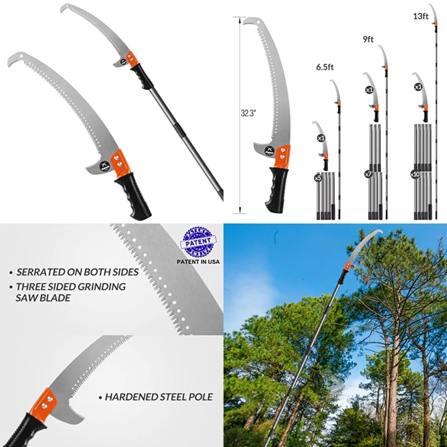Pole Saws for Tree Trimming Lightweight Manual Stainless Steel Extension High Pole Pruning Pole Saw with Blade for Trimmer Bran
Pole Saws for Tree Trimming Lightweight Manual Stainless Steel Extension High Pole Pruning Pole Saw with Blade for Trimmer Bran