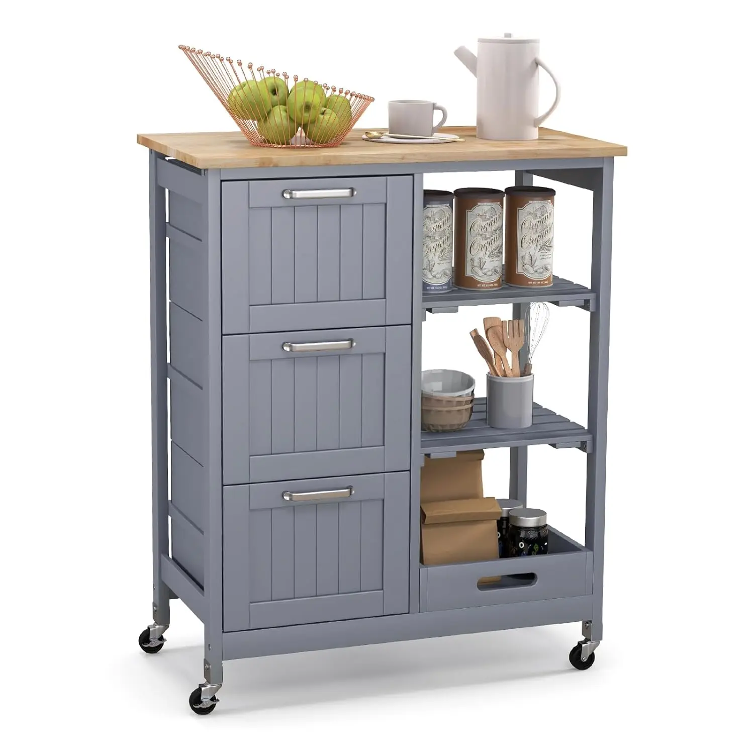 Mobile Kitchen Island Cart Rolling Storage Wood Countertop 3 Drawers Tray Lockable Wheels Kitchen Dining, Customized
Mobile Kitchen Island Cart Rolling Storage Wood Countertop 3 Drawers Tray Lockable Wheels Kitchen Dining, Customized