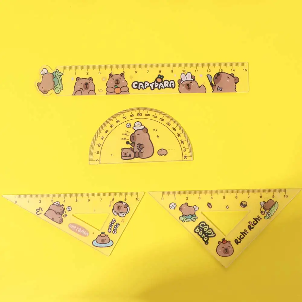 Metric Ruler Capybara Ruler Set Straightedge Multifunctional Cartoon Pattern Ruler Set Plastic Protractor Ruler Four-piece Set
Metric Ruler Capybara Ruler Set Straightedge Multifunctional Cartoon Pattern Ruler Set Plastic Protractor Ruler Four-piece Set