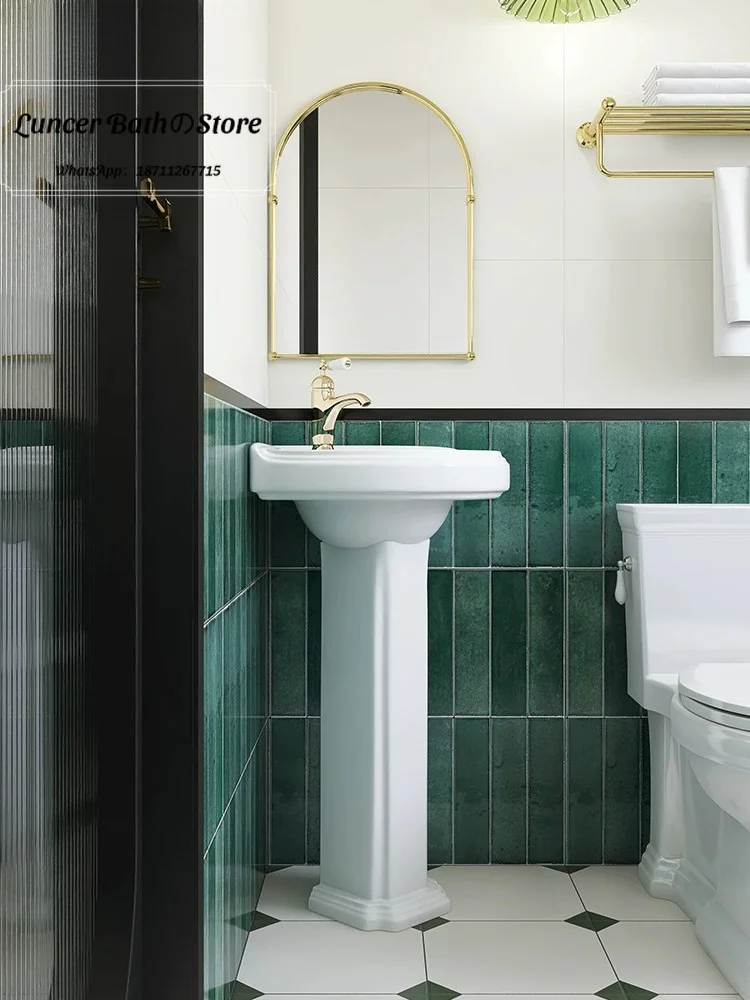 French & American Retro Ceramic Pedestal Sink Freestanding Wash Basin For Homestay Bathroom
French & American Retro Ceramic Pedestal Sink Freestanding Wash Basin For Homestay Bathroom