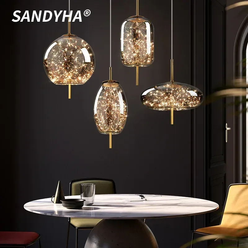 SANDYHA Nordic Chandelier Glass Star Pendant Light Home Decoration Hanging Lamp for Bedroom Bedside Living LED Lighting Fixture
SANDYHA Nordic Chandelier Glass Star Pendant Light Home Decoration Hanging Lamp for Bedroom Bedside Living LED Lighting Fixture