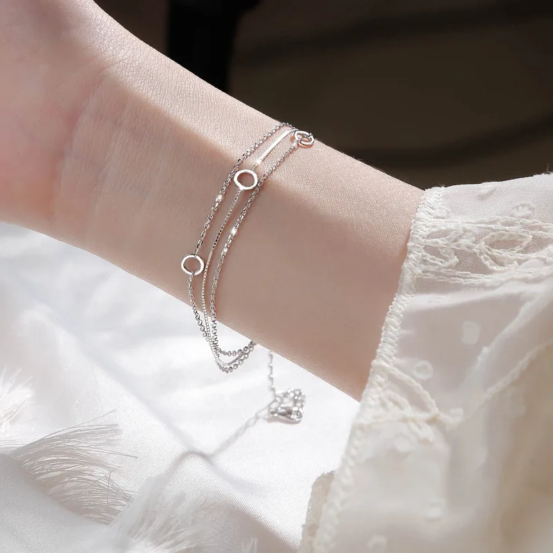 925 Sterling Silver Three-Layer Chain Circle Bracelet for Women Ladies Simple Exquisite Romantic Gift Wedding Accessories
925 Sterling Silver Three-Layer Chain Circle Bracelet for Women Ladies Simple Exquisite Romantic Gift Wedding Accessories