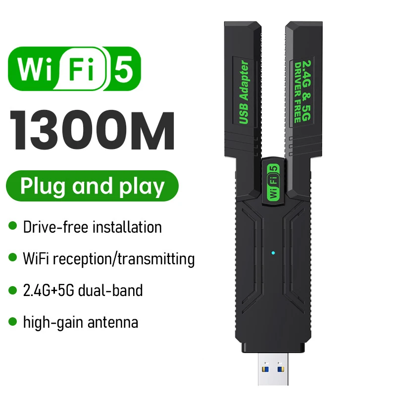 4 антенны Wi-Fi USB-адаптер двухдиапазонный 2,4G + 5 ГГц 1300 Мбит/с Wi-Fi ключ USB3.0 высокоскоростной приемник беспроводной карты для ПК/ноутбука Win
4 антенны Wi-Fi USB-адаптер двухдиапазонный 2,4G + 5 ГГц 1300 Мбит/с Wi-Fi ключ USB3.0 высокоскоростной приемник беспроводной карты для ПК/ноутбука Win
