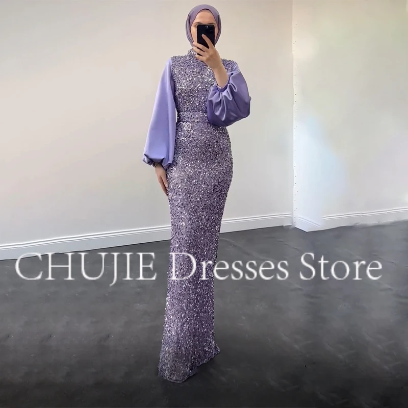 Customized Sequins Evening Gown Muslim Elegant Formal Dress Gowns HIgh Neck Arabia Puffy Long Sleeves Evening Gown Party Dress
Customized Sequins Evening Gown Muslim Elegant Formal Dress Gowns HIgh Neck Arabia Puffy Long Sleeves Evening Gown Party Dress