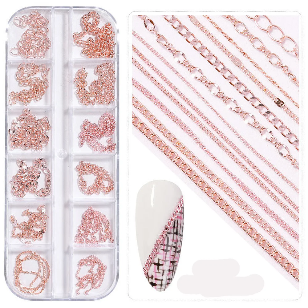 12Grids/Box Mixed Chain Rivet Nail Art Jewelry 3D Metal Rivet Studs Manicure Design Nail Decoration DIY Alloy Nail Accessories
12Grids/Box Mixed Chain Rivet Nail Art Jewelry 3D Metal Rivet Studs Manicure Design Nail Decoration DIY Alloy Nail Accessories