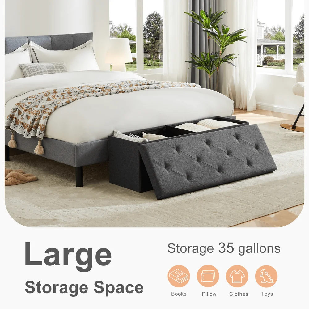 43in Foldable Storage Ottoman, Storage Chest For Bedroom End Of Bed, Large Ottoman Bench Foot Rest Stool With Padded Seat For E
43in Foldable Storage Ottoman, Storage Chest For Bedroom End Of Bed, Large Ottoman Bench Foot Rest Stool With Padded Seat For E