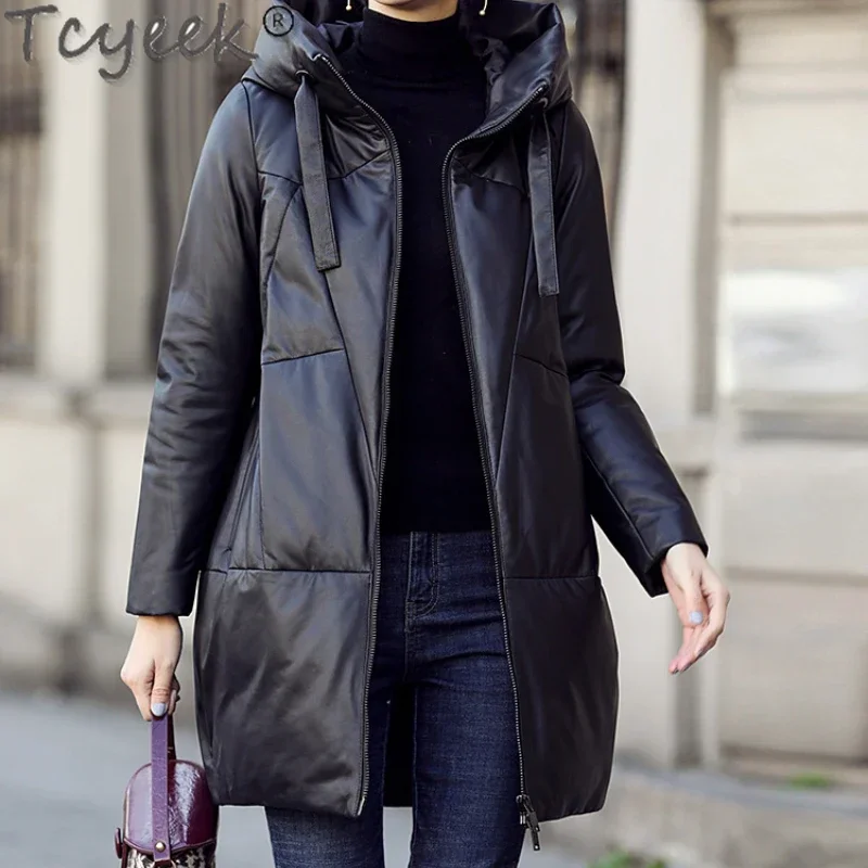 Tcyeek Genuine Leather Jacket Sheepskin Long Winter Jacket Women Clothes Luxury Hooded Black Thicken Warm Down Jackets Chaquetas
Tcyeek Genuine Leather Jacket Sheepskin Long Winter Jacket Women Clothes Luxury Hooded Black Thicken Warm Down Jackets Chaquetas
