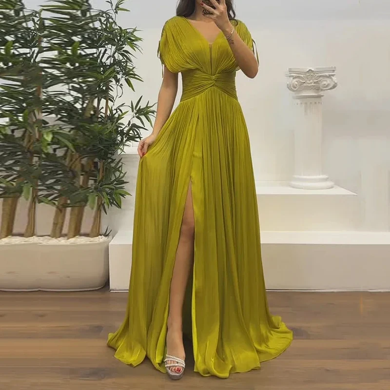 Ellafads Women Long Dress Summer Elegant Fashion Solid Sleeveless V Neck Nipped Waist Slit Irregular Maxi Dress Streetwear
Ellafads Women Long Dress Summer Elegant Fashion Solid Sleeveless V Neck Nipped Waist Slit Irregular Maxi Dress Streetwear