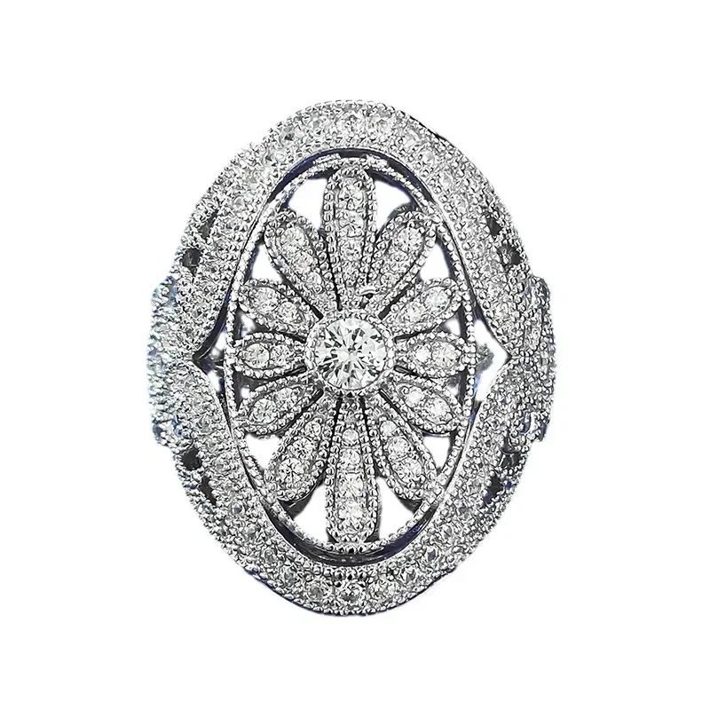 Spring Qiaoer 100% 925 Sterling Silver Full High Carbon Diamond Sparkling Flower Ring for Women Wedding Fine Jewelry Band
Spring Qiaoer 100% 925 Sterling Silver Full High Carbon Diamond Sparkling Flower Ring for Women Wedding Fine Jewelry Band