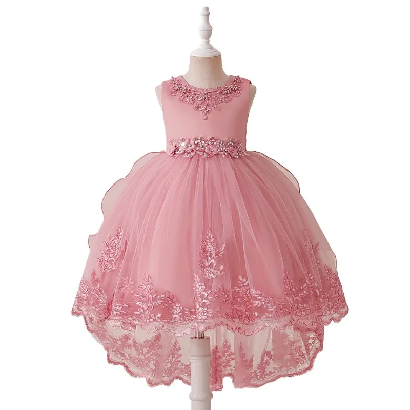 New children's trailing clothes embroidered with beaded satin cloth, little girl host princess dress
New children's trailing clothes embroidered with beaded satin cloth, little girl host princess dress