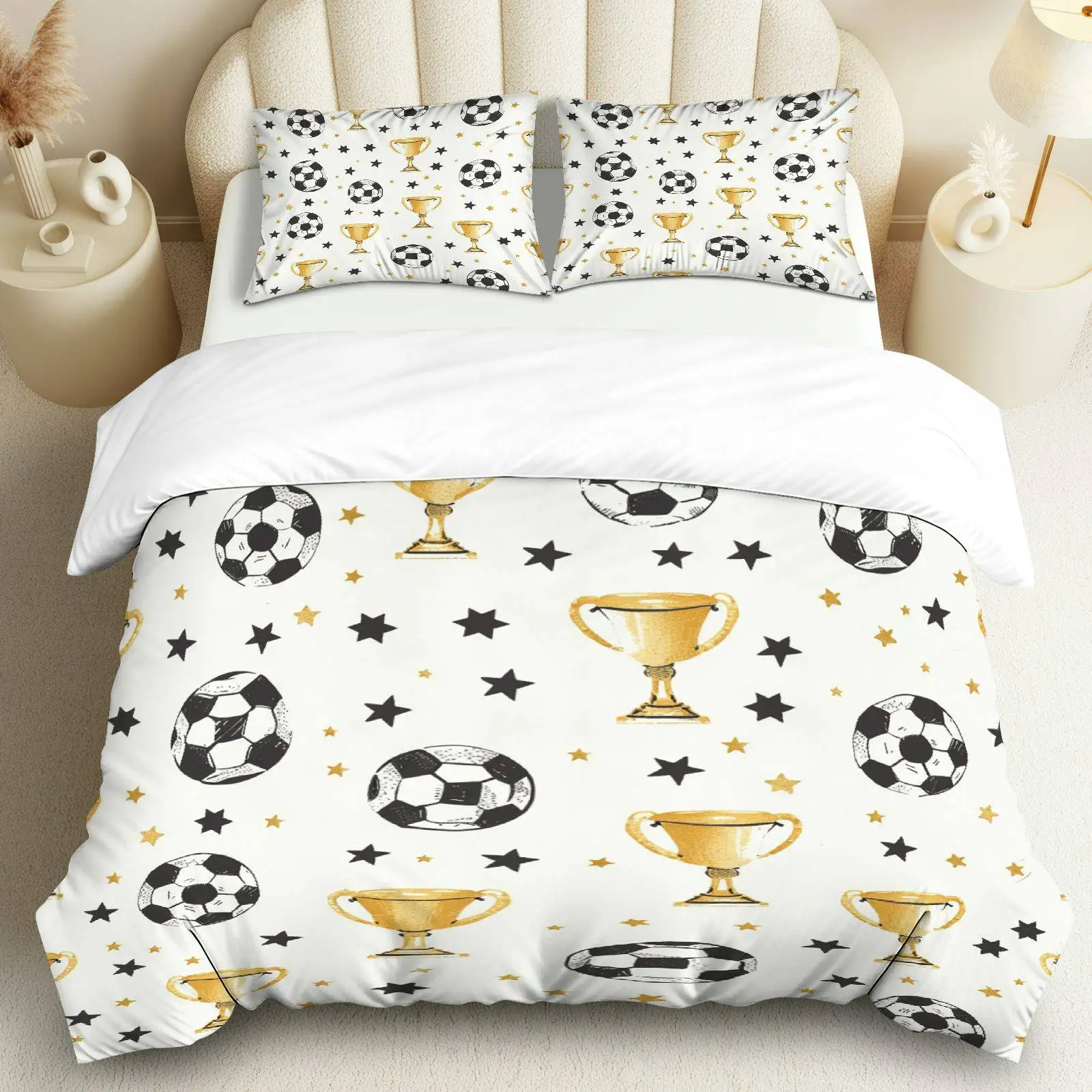 3PCS Duvet Cover, 1 Duvet+2 Pillowcases(Without filler), Soccer Trophy Suitable for decoration Bedroom Dorm
3PCS Duvet Cover, 1 Duvet+2 Pillowcases(Without filler), Soccer Trophy Suitable for decoration Bedroom Dorm