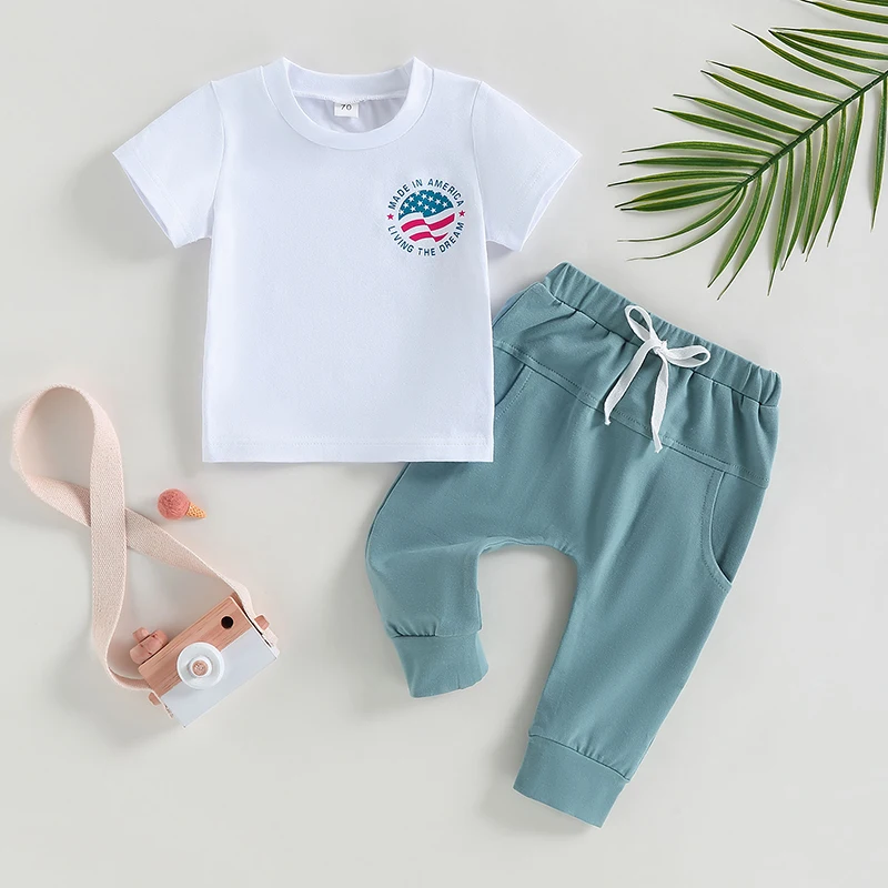 Toddler Boy Outfit Patriotic Short Sleeve Star Striped Shirt Drawstring Pants Set for Fourth of July Celebration
Toddler Boy Outfit Patriotic Short Sleeve Star Striped Shirt Drawstring Pants Set for Fourth of July Celebration