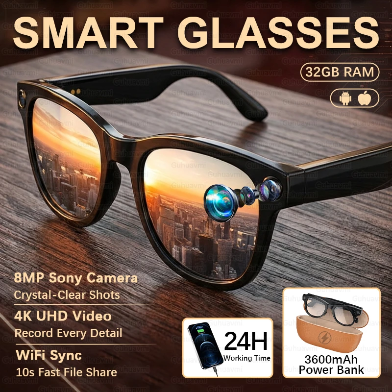 Умные очки с камерой 800W 4K UHD, AI-функциями, для мужчин, с аккумулятором 3600 мАч, переводом на 120+ языков, записью видео, воспроизведением музыки и функцией звонков
Умные очки с камерой 800W 4K UHD, AI-функциями, для мужчин, с аккумулятором 3600 мАч, переводом на 120+ языков, записью видео, воспроизведением музыки и функцией звонков
