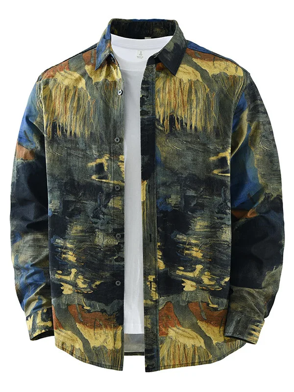 Loose Fit Cotton Long Sve irt Men's Faionable Casual Print Collar Top Japanese Sle Artistic Versatile Loose Upperwear
Loose Fit Cotton Long Sve irt Men's Faionable Casual Print Collar Top Japanese Sle Artistic Versatile Loose Upperwear