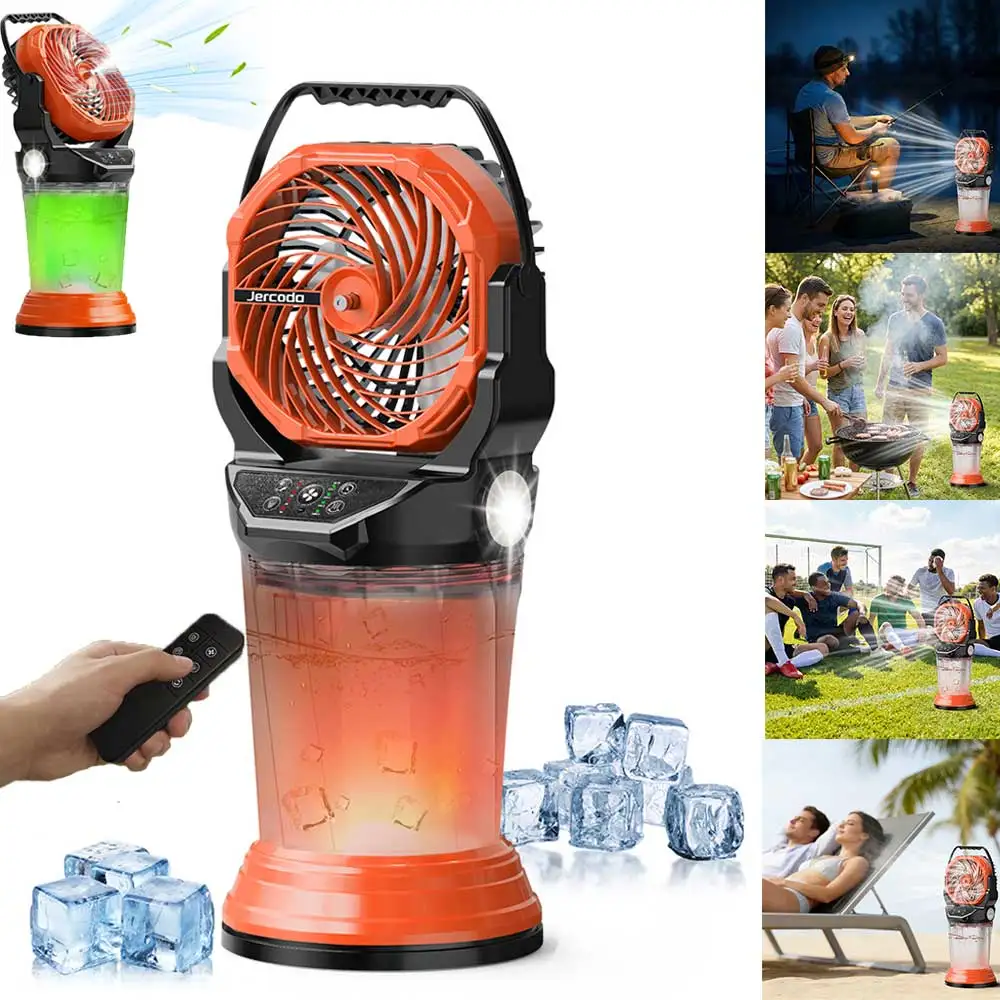 JERCODA Rechargeable Portable Fan with Water Mist 2L Water Tank & 4 Level Wind Speed with 5 Lighting for Outdoor Camping Fishing
JERCODA Rechargeable Portable Fan with Water Mist 2L Water Tank & 4 Level Wind Speed with 5 Lighting for Outdoor Camping Fishing