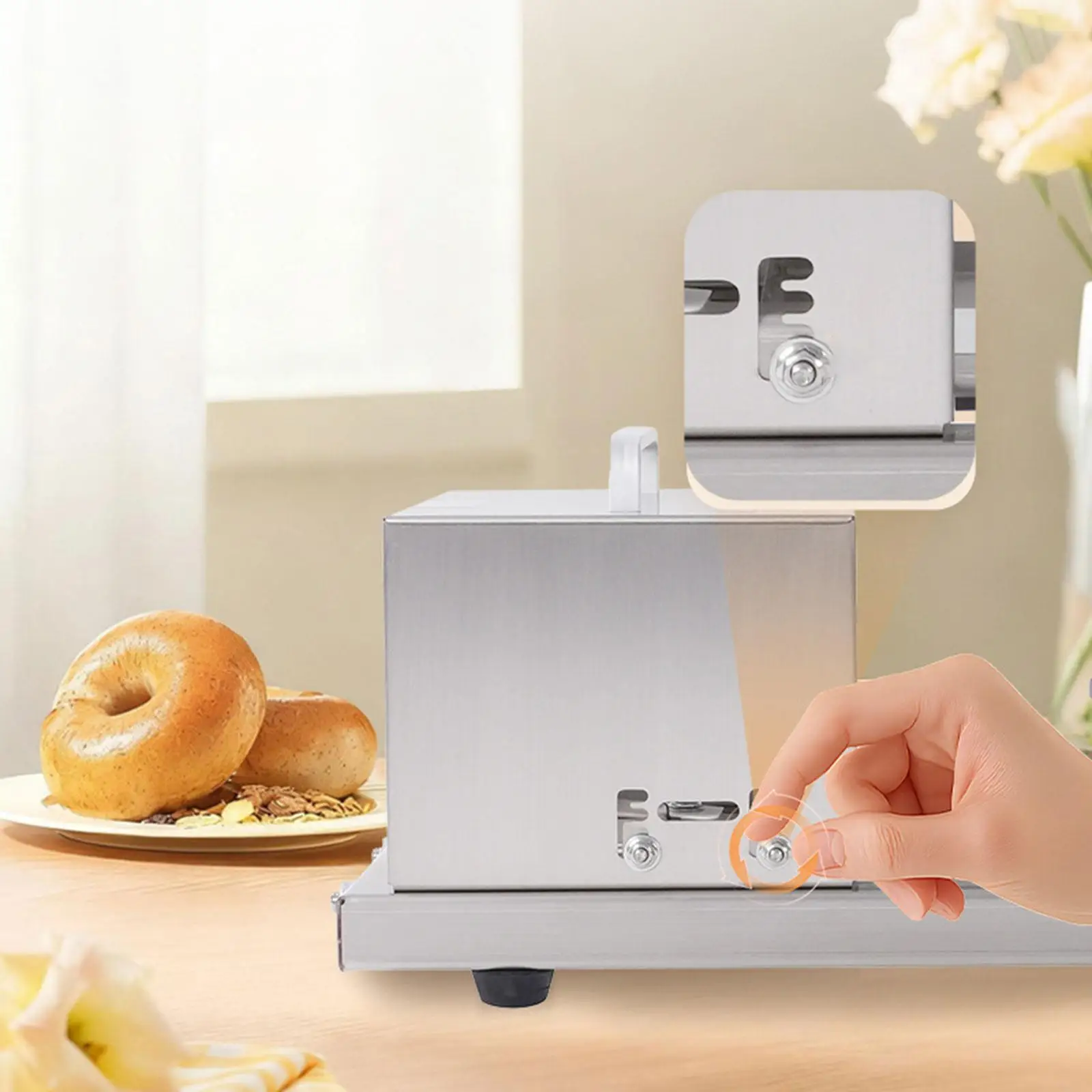 Adjustable Manual Bread Slicers Stainless Steel Kitchen Accessories Compact Slice Tool for Burger Bun Bagel and Loaf Bread
Adjustable Manual Bread Slicers Stainless Steel Kitchen Accessories Compact Slice Tool for Burger Bun Bagel and Loaf Bread