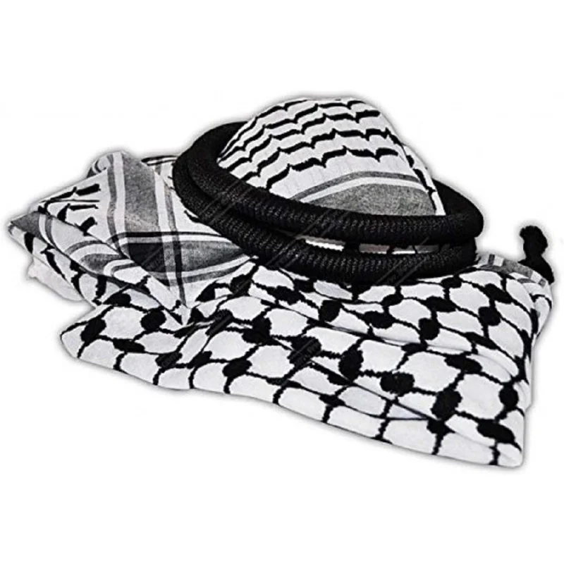 Arafat arab scarf shawl Keffiyeh Kafiya shemagh desret palestine + Igal Agal set ,Black/White, Large and X-Large
Arafat arab scarf shawl Keffiyeh Kafiya shemagh desret palestine + Igal Agal set ,Black/White, Large and X-Large